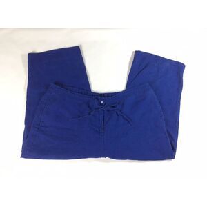 Kim Rogers linen capris womens Size 16 indigo blue elastic back Pants Casual‎